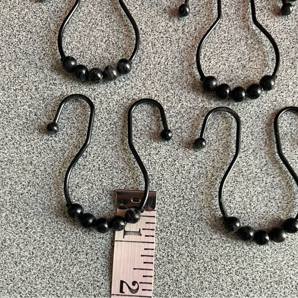 Black Double Sided Shower Curtain Hooks Set Of 12 - Picture 3 of 5